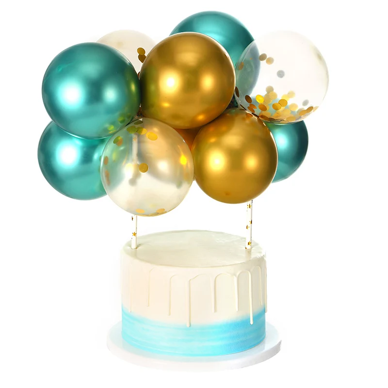 WEIGAO 5 inch Rose Gold Confetti Balloon Cake Toppers Mini Latex Balloon Craft for Cake Toppers Birthday Cake Wedding Decoration