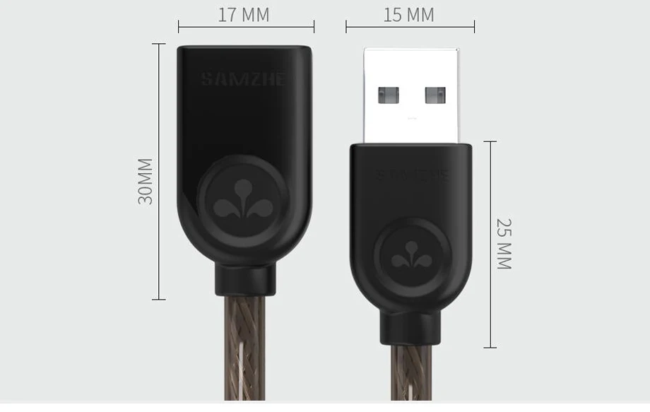 SAMZHE USB 2.0 Verlängerungskabel USB-zu-USB-Kabel 2.0 Stecker auf Buchse Verlängerungskabel Datenkabel für PC, TV, PS4, Computer, Laptop – Detail 12