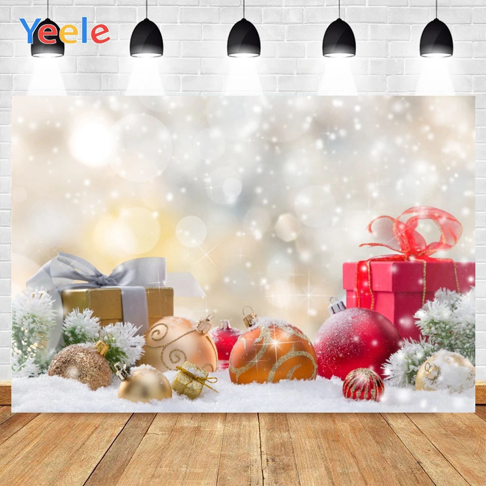 Yeele Christmas Light Bokeh Backgrounds For Photography Winter Snow Snowman Gift Baby Newborn Portrait Photo Backdrop Photocall