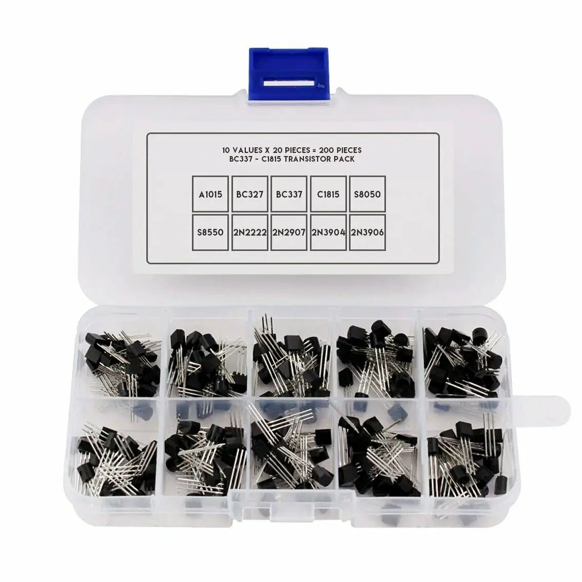 

Transistor Pack in Storage Case - 10 Values - Pack of 200