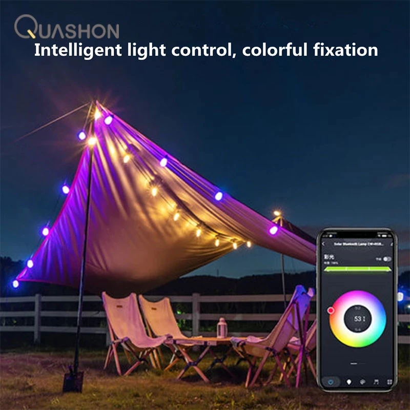 Solar Garden Decorative Lights Outdoor Wall Yard Lamps Intelligent Control APP Household Chandelier Waterproof String Light