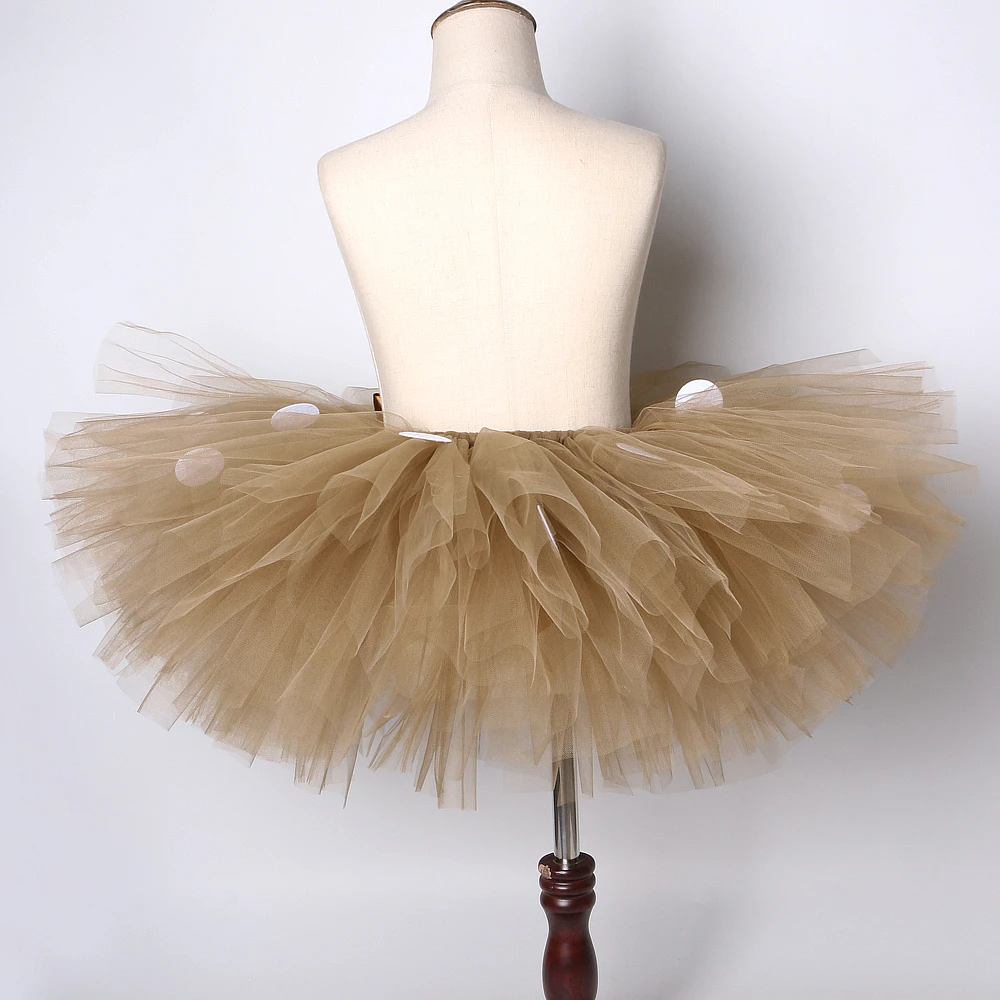 Fluffy Brown Deer Girl Tutu Skirt Christmas Costume Kids Reindeer Tulle Skirt for Halloween Carnival Children Outfit 1-14 Years