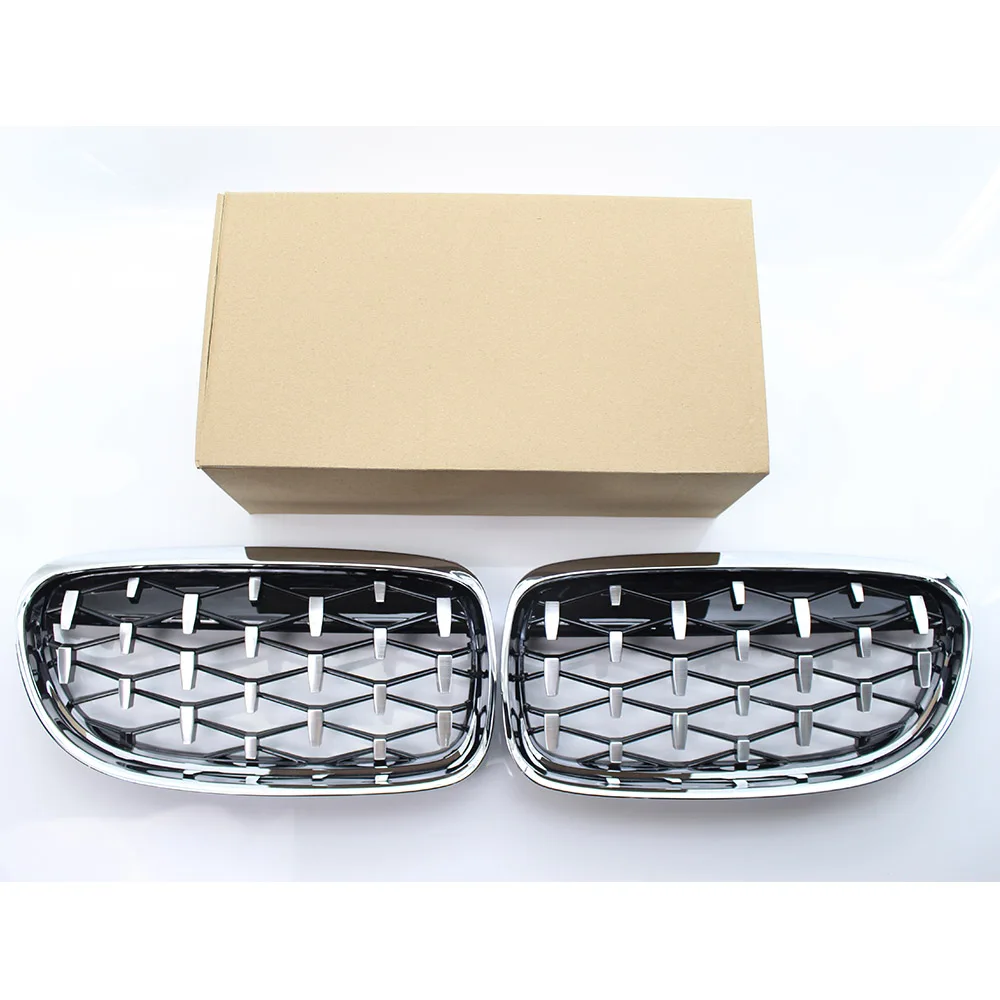 

Pair For BMW E90 2009-2011 LCI Facelift Front Grill Chrome Diamond Meteor Style Grille