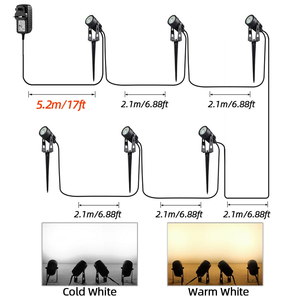 Led Garden Lights Outdoor Lawn Lamp Safety Low Voltage Street Lights IP65 Waterproof 2/4/6/10 in 1 Landscape Lighting Warm White