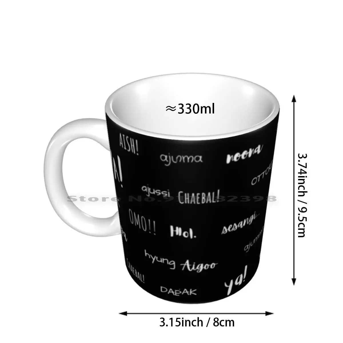 Kdrama Vocabulary Ceramic Mugs Coffee Cups Milk Tea Mug Kdrama Kpop Hallyu Handwriting Korean Minimal Scribble Black White