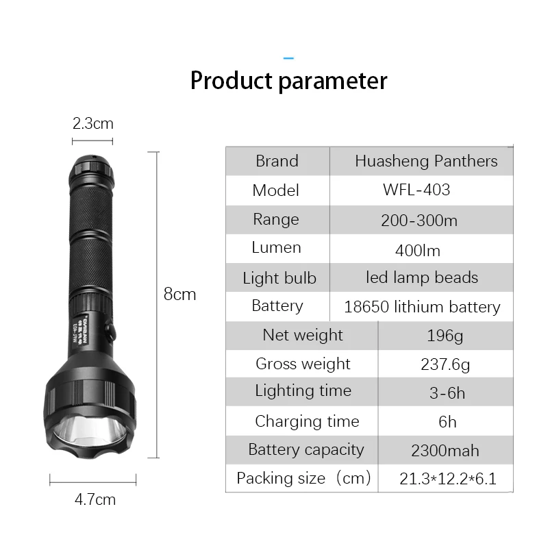 WASING 403 LED Aluminum Alloy Directly Charged Explosion-Proof Waterproof Flashlight