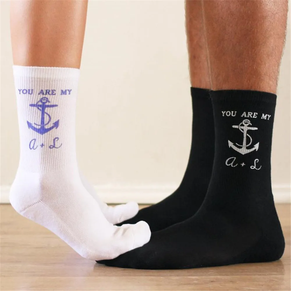 

custom funny socks for Couple's printed initial brighday socks groom gifts souvenir marriage supply Novelty socks wedding gifts