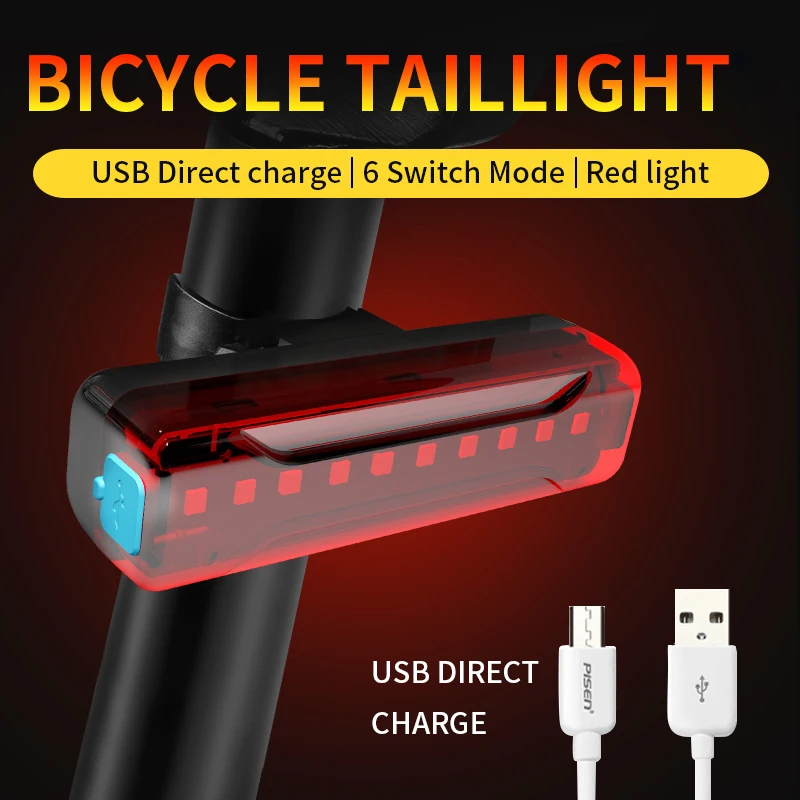 18650 Bicycle Tail Light USB Charging Super Bright Bike Taillight MTB Rear Lamp Red Flash Led Cycling Night Riding Accessories