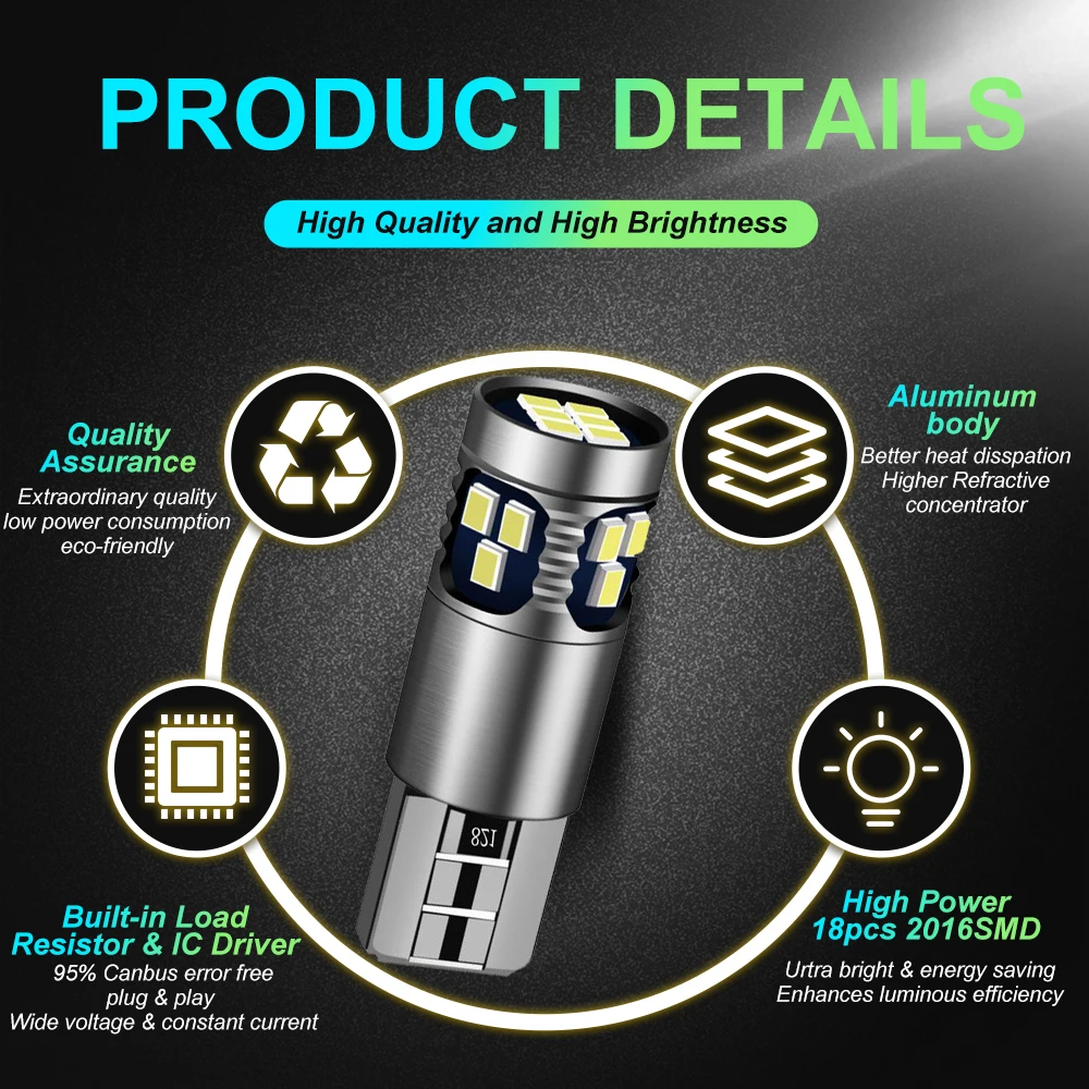 4x CANBUS T10 Led W5W Led interior Car Light 194 168 for BMW E46 E53 E90 E82 E60 X3 E83 E91 Touring X5 E70 X6 E71 E36 Coupe F25 view 4