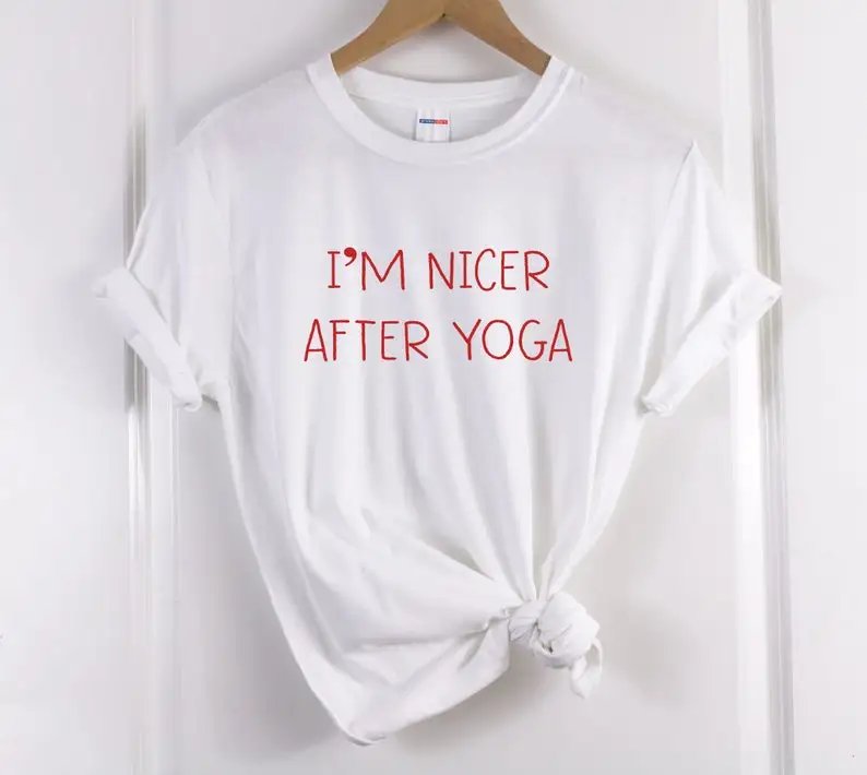 Skuggnas 나는 요가 후 더 좋아졌습니다 재미 있은 그래픽 T 셔츠 여성면 T 셔츠 여름 패션 Tumblr 티 요가 의류 드롭 선박