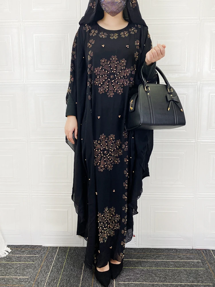 Schwarz Abaya Dubai Türkei Muslim Hijab Kleid 2021 Kaftan Marocain Arabe Islamische Kleidung Kimono Femme Musulmane Djellaba