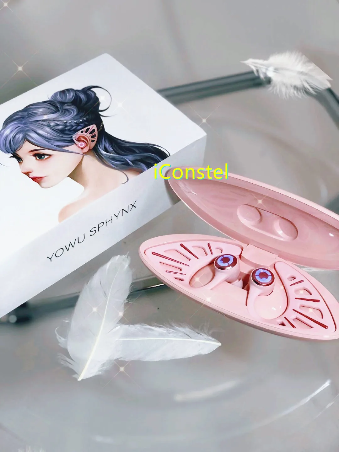 

YOWU Sphynx True Wireless Stereo Bluetooth Earphones Princess Pink Comics Elf LED Smart Music Ear hook headphone Support APP