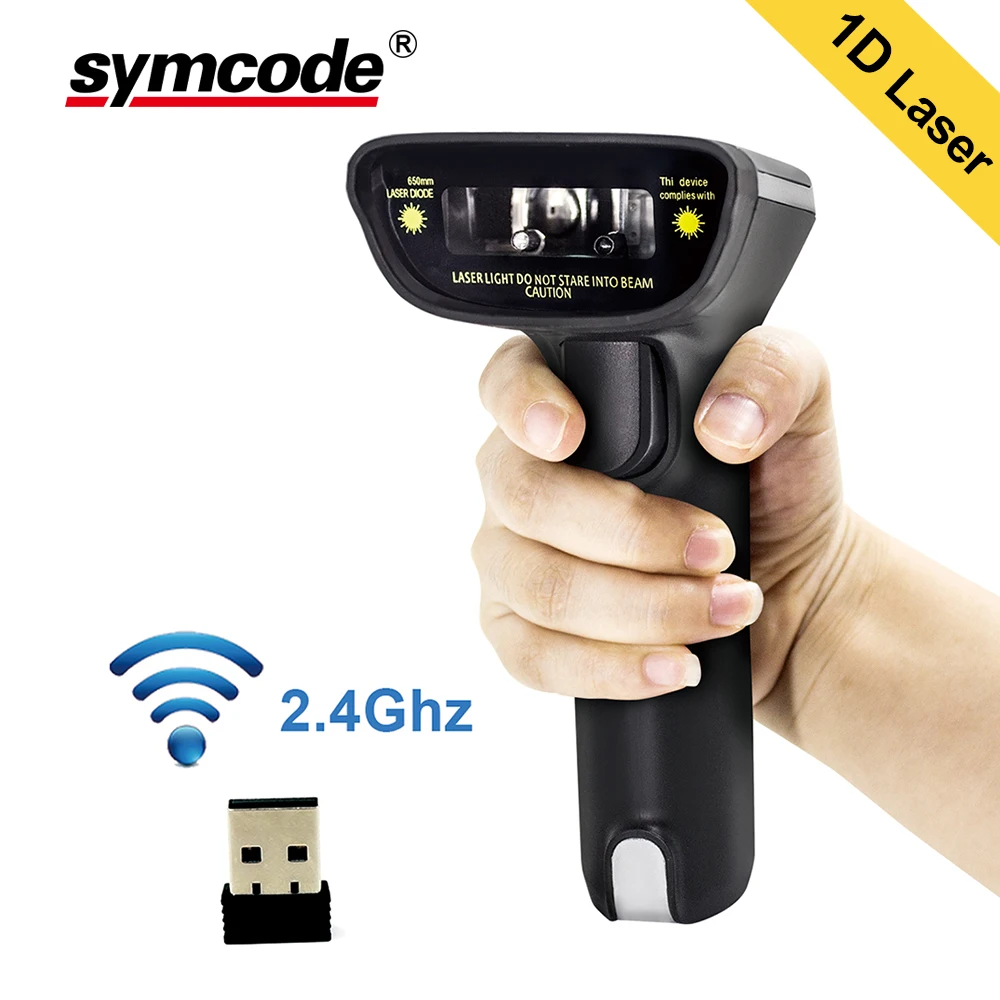 

1D Wireless Wired USB Barcode Scanner USB 2.4GHz 2 in 1 Connection Ways 1800mA*H Battery Up to 100 Meters Transmission Distance