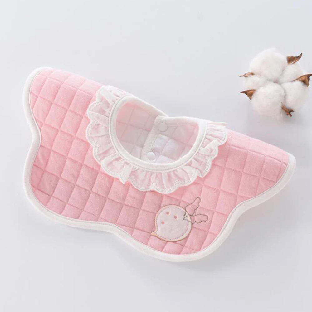 Baberos impermeables para bebé niña, ropa giratoria de 360 grados, cuello redondo de encaje, Princesa, para comer, eructar, accesorios para recién