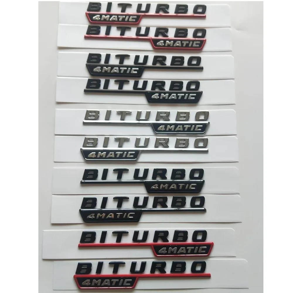 

Chrome Black Red 1pair BITURBO 4MATIC Fender Emblems Badges Sticker for Mercedes Benz C43 E43 GLC43 GLE43 GLS43 CLS53 AMG