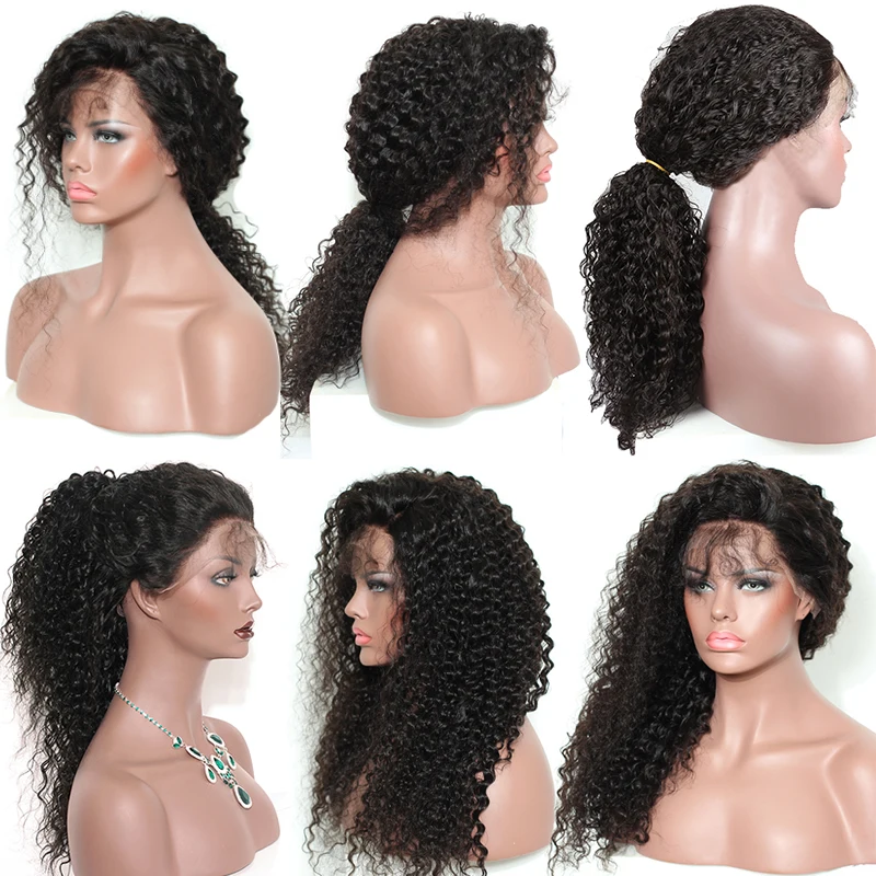 250 Density Brazilian Curly Human Hair Wigs Pre Plucked Baby Hair Fake Scalp 13X4 Curly Lace Front Wigs For Women You May U Part