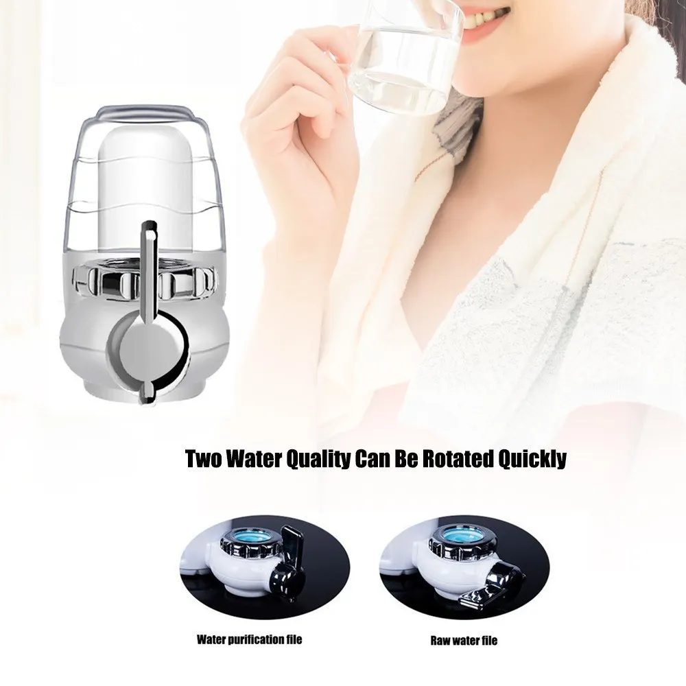 White Tap Faucets Water Filter Washable Ceramic Faucet Mount Water Purifier