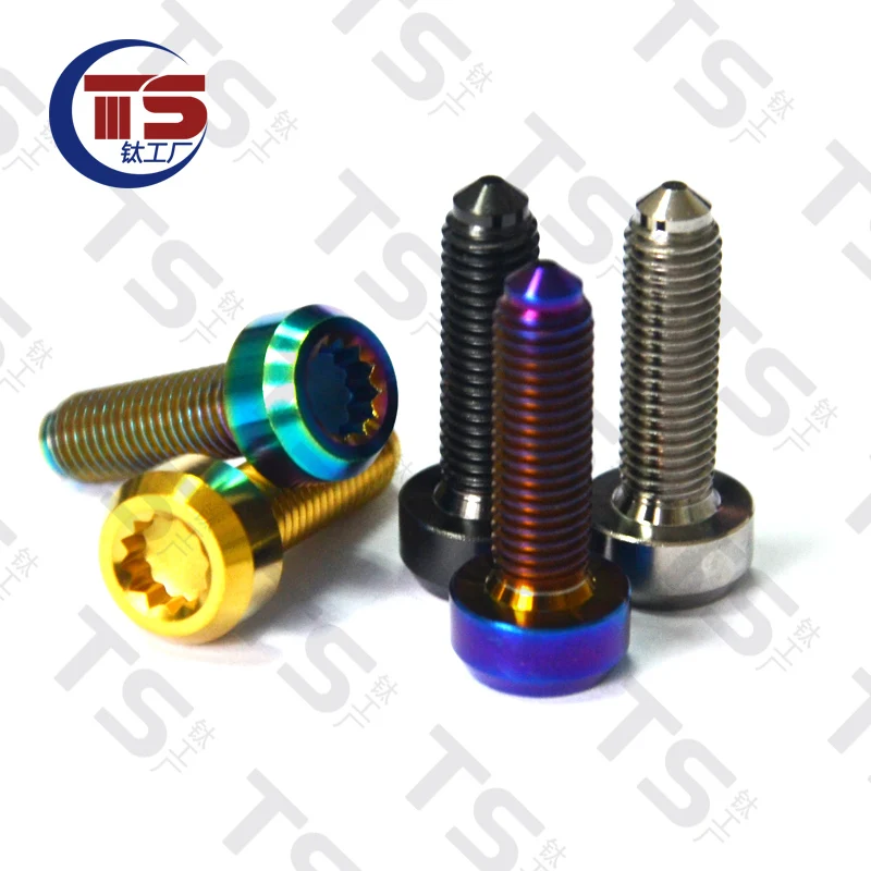 TS Titanium Inner Dodecagonal Titanium Alloy Screw M7X25mm Disc Caliper Brake Fixing Bolts Screws Extended Titanium Alloy1pc）