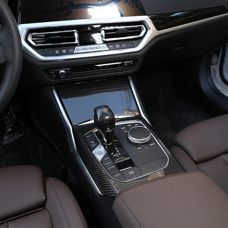 LHD For BMW 3 4 Series G20 G28 G22 2020-2025 Carbon Fibre Car Center Console Gear Shift Panel Frame Cover Trim Car Accessories