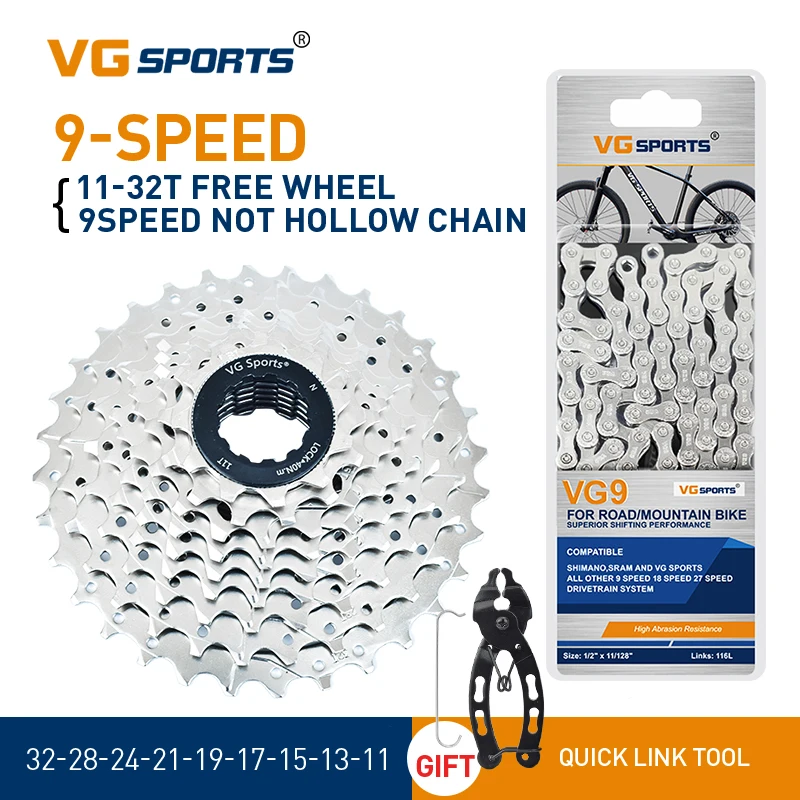 8 9 10 11 Speed Bicycle Freewheel Road Bike Sprocket Cassette Freewheel Velocidade Bike Wear-resistant Bike Parts+Bike Chain Set