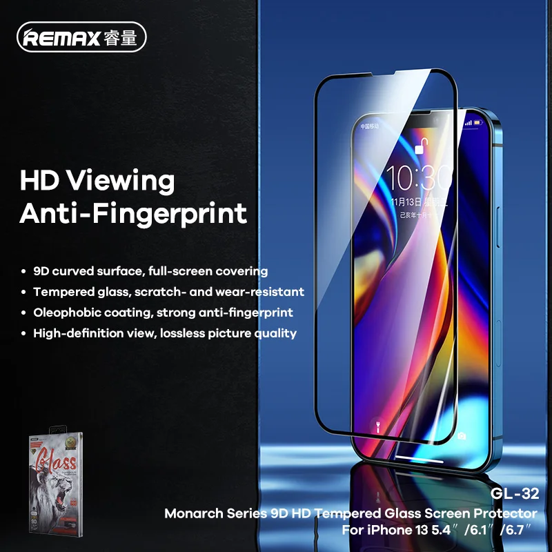 Remax 9H Tempered Glass Full Screen Protector For iPhone 15 15Pro For iPhone 14 14Pro/13/12 Series