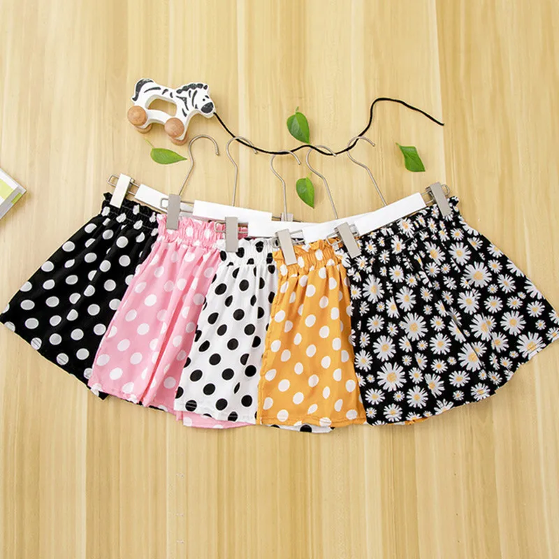 Pantaloncini per ragazze pantaloni per bambini sottili estivi moda Daisy Dot stampa gonna a vita alta pantaloni Casual Hot Beach Short 4-13Y vestiti