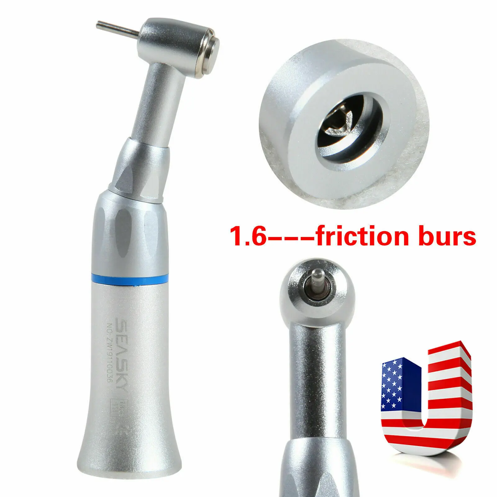 Dental Slow Low Speed Contra Angle Handpiece Push Fit FG High-speed 1.6mm Bur