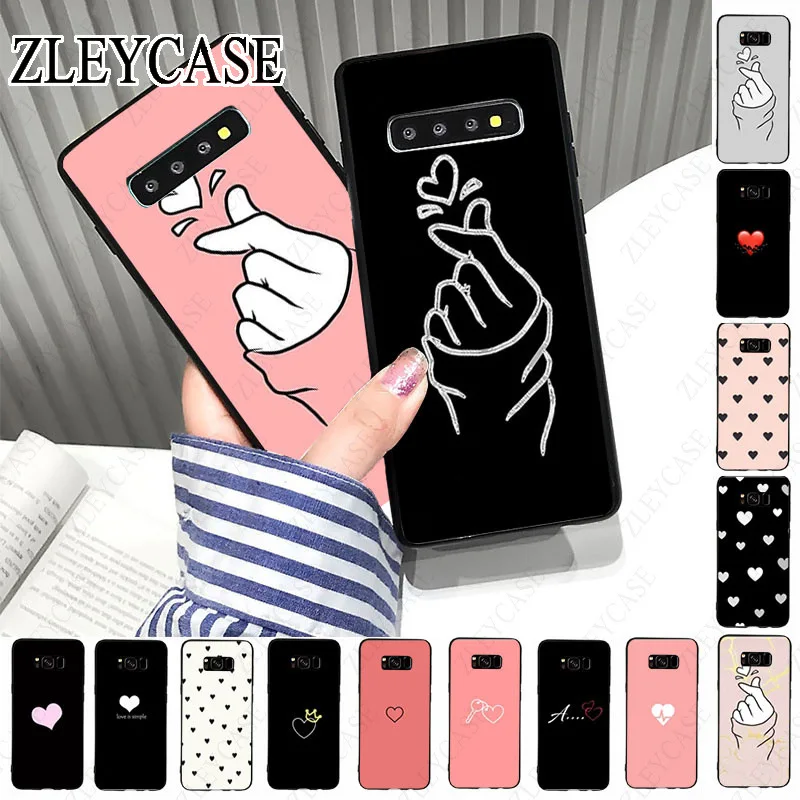 Black And White pink Love heart drawing funda For Samsung Galaxy S23ULTRA S21FE S22PLUS S10PLUS S10E S20PLUS s20ULTRA S20FE case