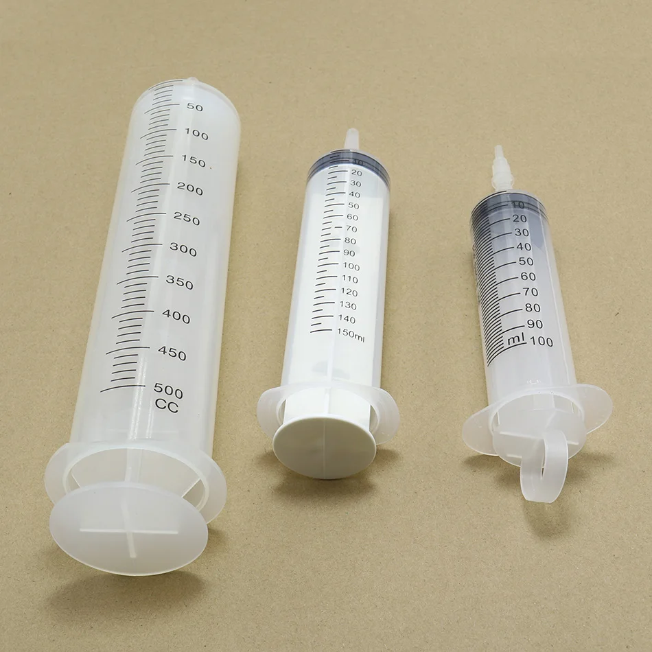 100 150 500ml Transparent Straight Mouth Syringe  Clear Tip Cap Mixing Many Liquid Industrial Glue Tools