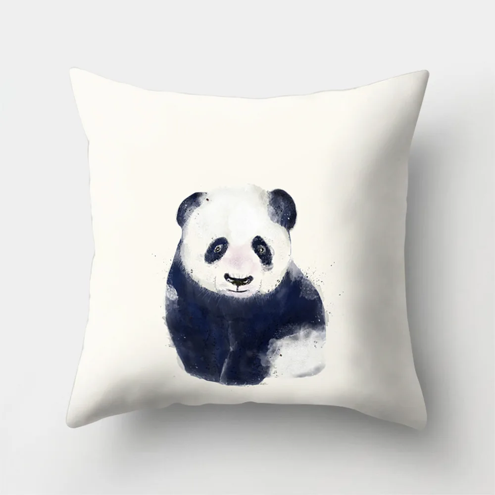 Home Decor Cartoon Cushion Cover Bear Dog Panda Animal Pattern Kids Soft Decorative Pillow Covers for Sofa Bed Peach Skin Cases