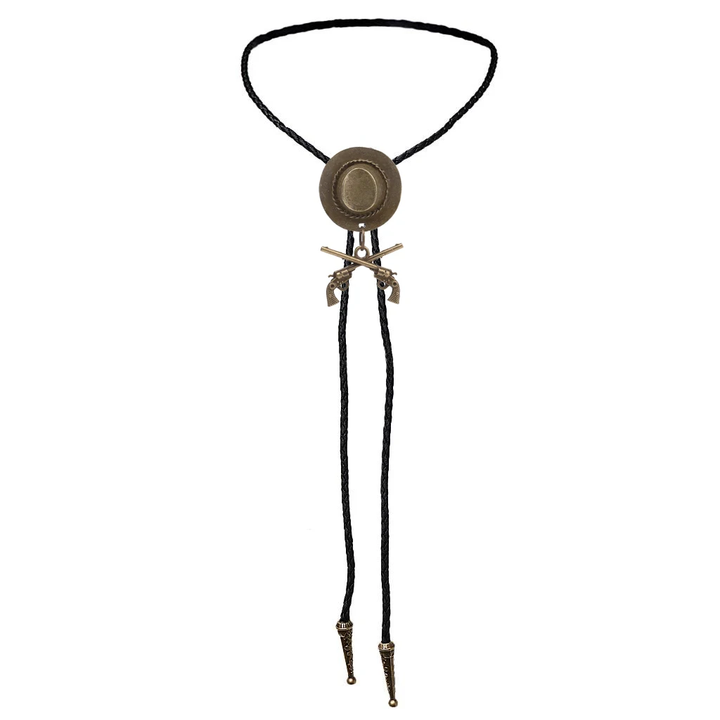Western Cowboy Double Gun Hat Bolo Tie Riding Fashion Accessories Metal Bolo Tie