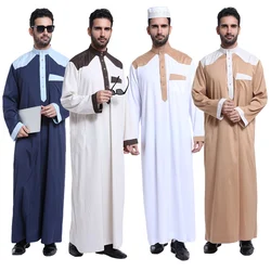 Hanyimidoo Muslim Abaya for Men Jubba Thobe Middle East Long Robes Kaftan Arab Dubai Adult Long sleeve Islamic Clothing