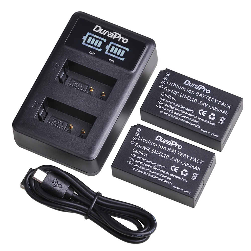 1200mAh EN-EL20 EN EL20 Rechargeable Li-ion Battery + LED USB Dual Battery Charger For Nikon 1 J1 J2 J3 S1 Coolpix A1 AW1 Camera