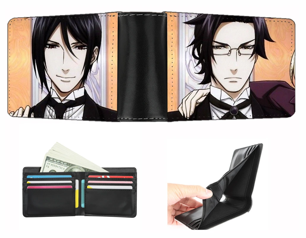 Anime Black Butler wallet Men women short wallet teenagers Card Holder PU Short Zero Wallet student Coin Purse