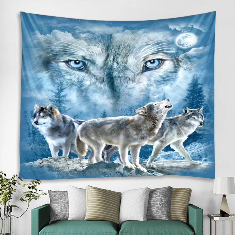 Wolf’s creative tapestry wall hanging decoration tiger lion pattern wall hangings home textile wall Bohemian decoration tapiz