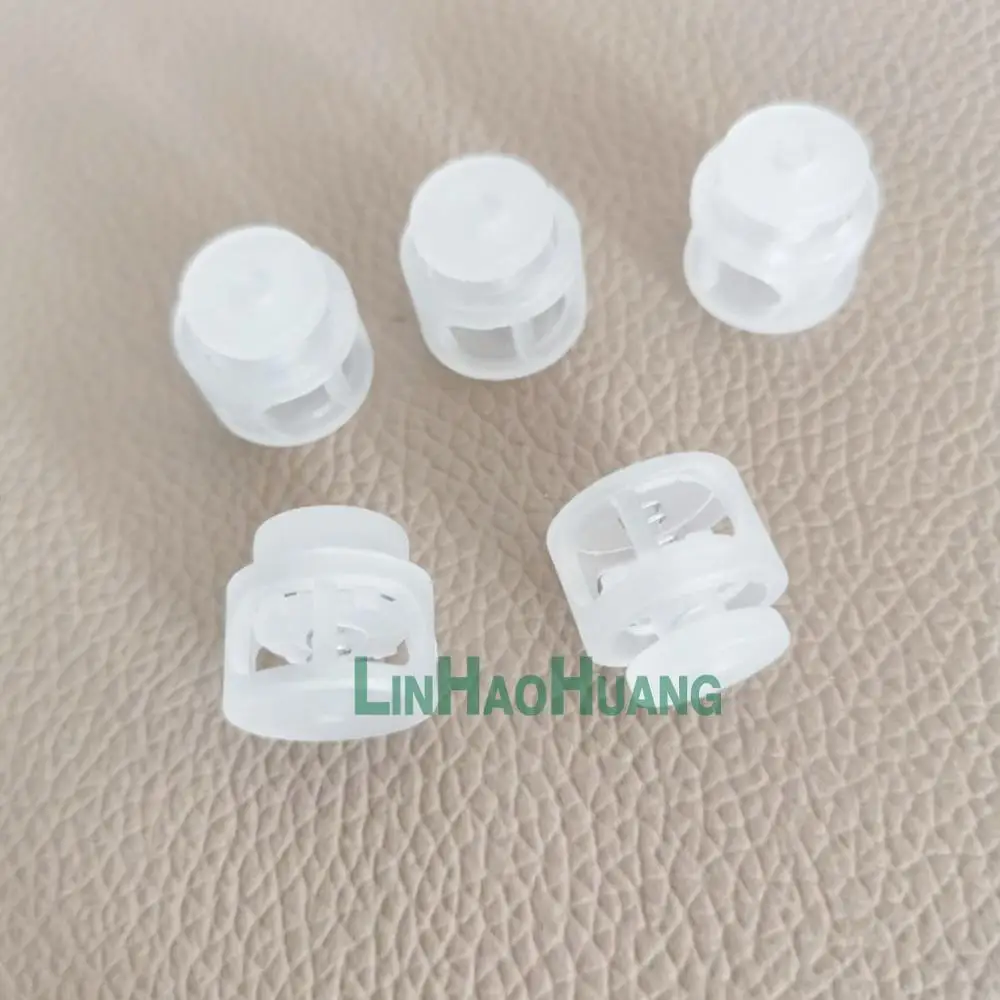 100pcs/pack/pack Cord Lock Round Ball Toggle Stopper Plastic Toggle Clip Widely For Bag Backpack/Clothing Clear White