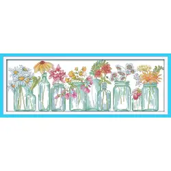Flower vases count printing cross stitch kit 14CT 11CT glass vase pattern DIY handmade embroidery set home decoration painting