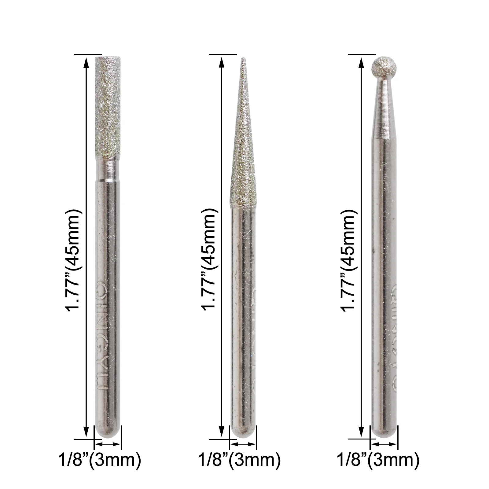 30 Stück diamantbeschichteter zylindrischer Grat 3 mm Kugeltyp/Kegeltyp Kettensägenschärfer Steinfeile Kettensäge Schärfen Schnitzen Schleifen – Detail 2