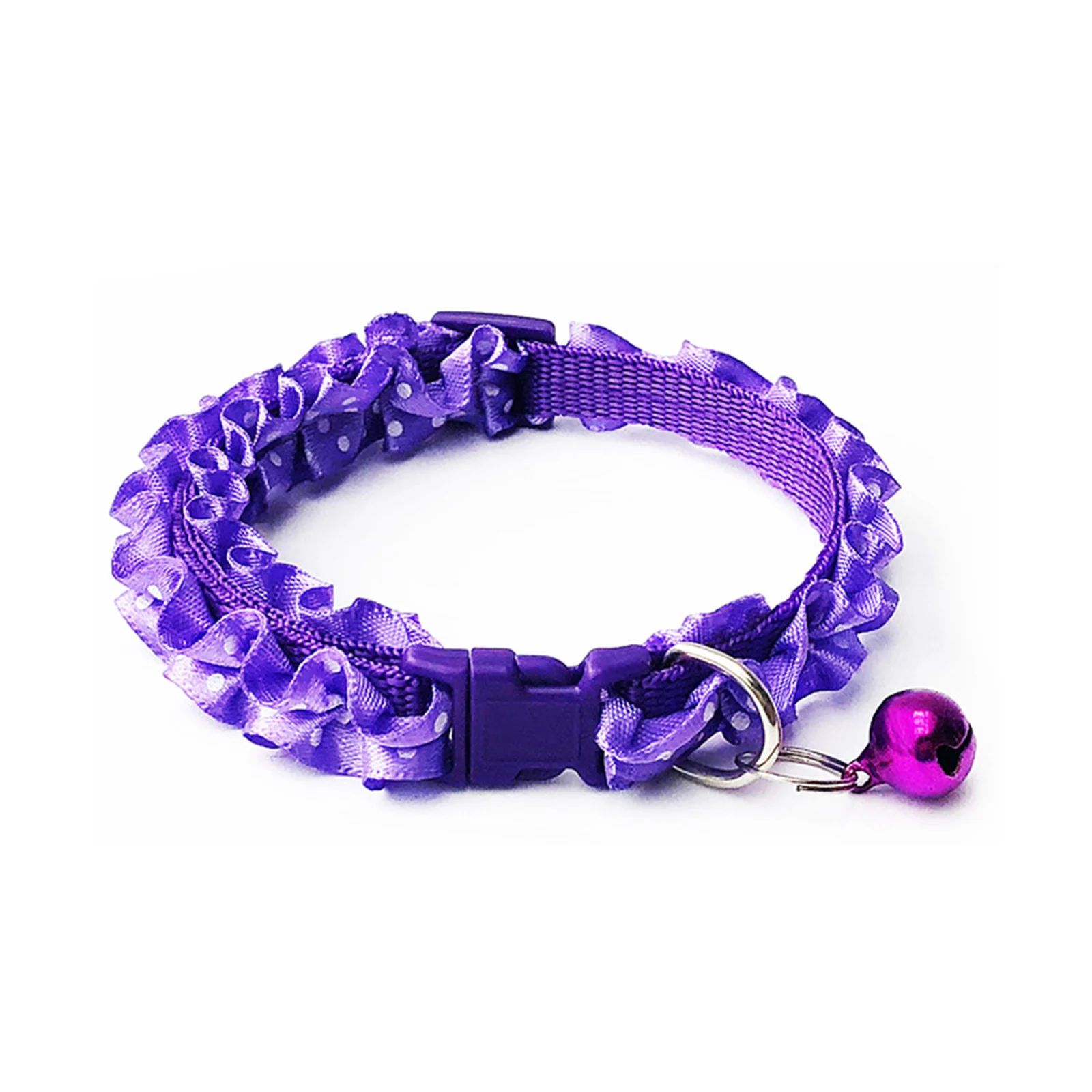 Lace Adjustable Pet Collar Dot With Bell Dog Collar Pet Supplies 20cm Long - 34cm Long, 1 Piece