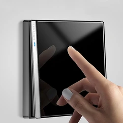 1/2/3/4gang 1/2way 86*86MM Classic black mirror tempered glass panel with LED indicator light wall switch LBB2