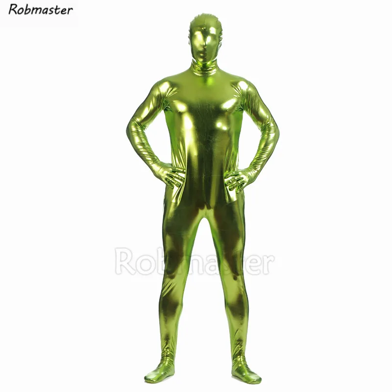 New Metallic Spandex Bodysuit Shiny Catsuit Sexy Unisex Zentai Full Body Suit Costume Party Wet Look One Piece Unitard cosplay