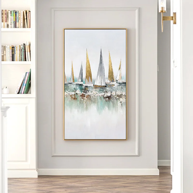 

Hand-painted Modern Abstract Oil Painting Home Decorative Painting Entrance Hallway Aisle Gold Feng Shui Paintings Painting Smoo