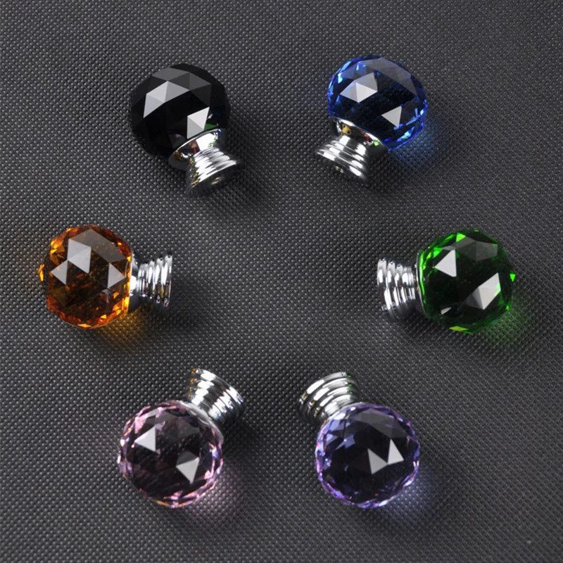 30mm Round K9 Crystal Handles Cabinet Door Drawer Glass Handle Wardrobe Pulls and furniture knob Handles and pulls for cabinets