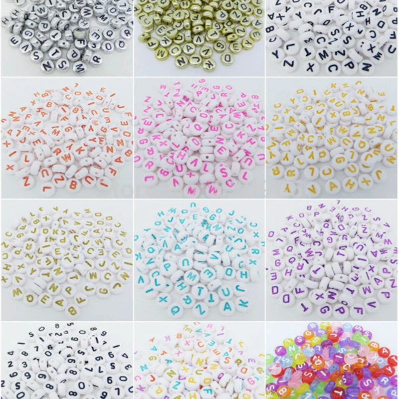 Free shipping 100pcs/lot  Round Flat Alphabet /Letter Acrylic Spacer Beads 12Colors  size 7mm  for fashion jewelry AB002