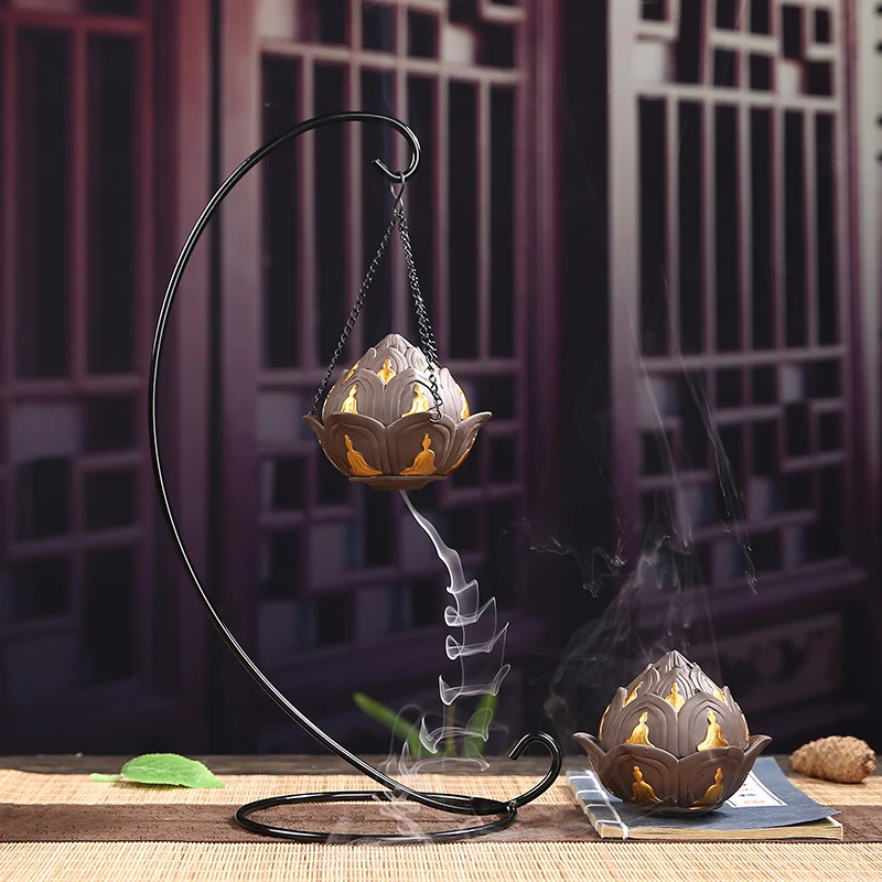 

Backflow Incense Burner Zen Iron Coil Incense Burner Holder Indoor Home Creative Hanging Ceramic Incense Burner