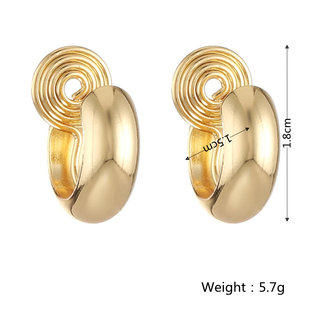 WENHQ Top Quality Geometric C Shape Clip on Hoop Earrings Women\'s Luxury Fashion Cuff Mosquito Coil Needn\'t Ear Hole Ear Clip