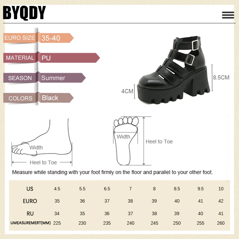 BYQDY Heißer INS Aushöhlen frauen Sandalen High Heels Neue Sommer Mode Römischen Stil Plattform Dicken Sohlen Top qualität Gummi Sohle