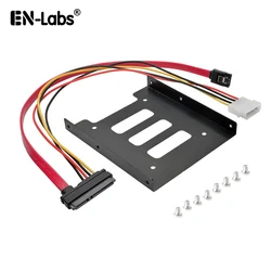 SATA 22Pin to SATA3 & Molex 4Pin Data Power Combo Cable w/ 2.5 to 3.5 SSD HDD Adapter Hard Disk Bracket Mounting Kit for PC Case