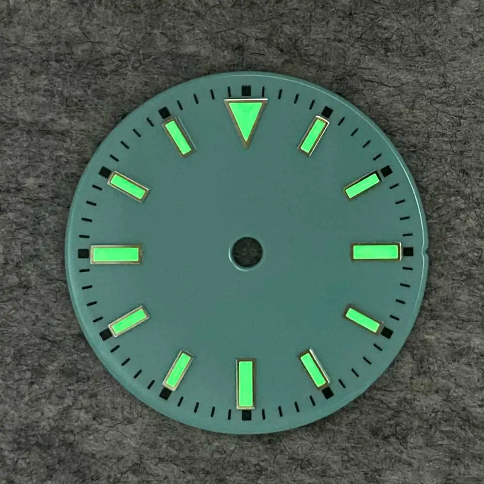 NH35 Non-calendar 29mm Aseptic Watch Dial with Green Luminous Suitable for NH35/ETA 2836/Japan 8215/Mingzhu 2813 Movement