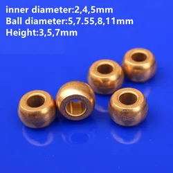 10pcs/lot Ball Bearing Iron Copper Base Inner Diameter 2/4/5mm Ball Diameter 5/7.55/8/11mm Height 3/5/7mm Small Bearing gear